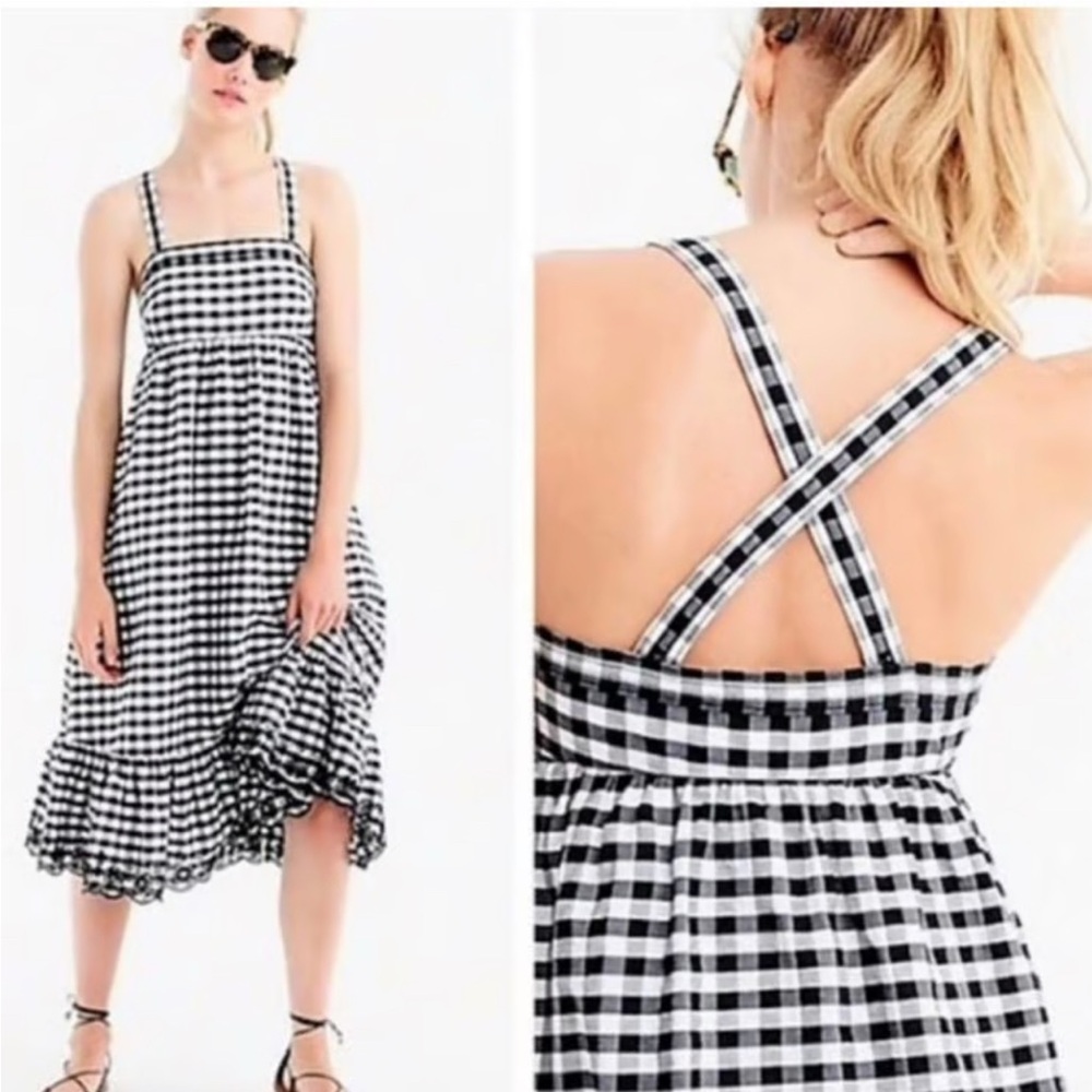 J. Crew Black and White Asymmetrical Ruffled Sundress